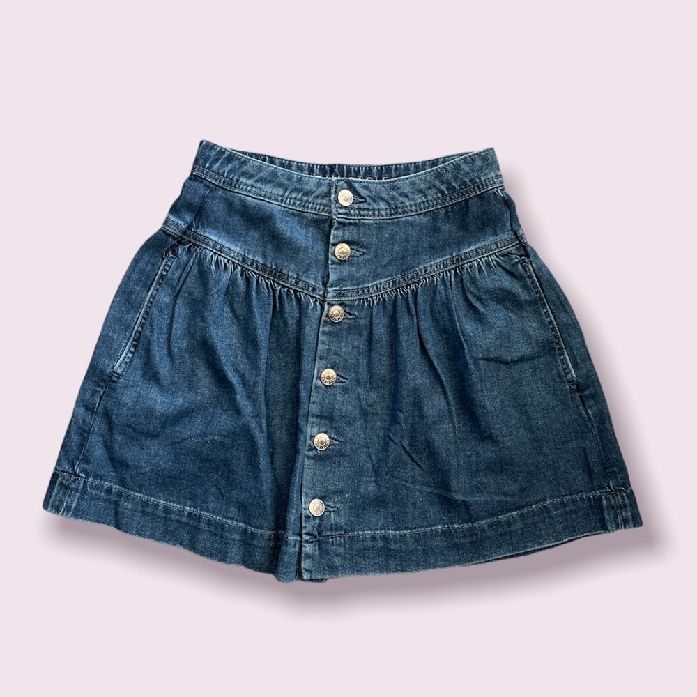 NWT American Eagle Button-Down Denim Skirt with Soft Pleats size 00